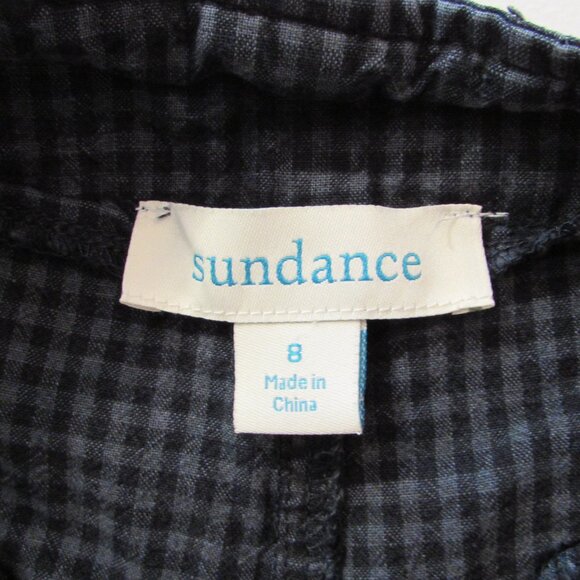 Sundance 'Vie De Reve' Cotton/Linen Navy Check High Rise Paperbag Ankle Pants 8 - Picture 5 of 16